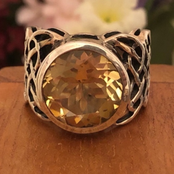 Vintage Silpada Sterling Silver and Citrine Statement Ring Size 7 - Picture 4 of 9